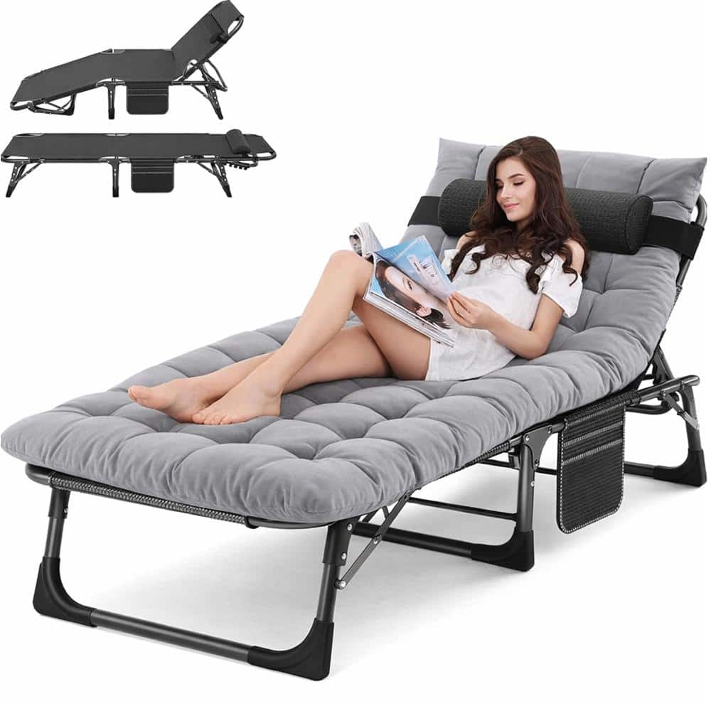 Oversized Foldable Lounge Chair Portable Sunbathing Chair Sliver Gray price history on PriceWatchPro