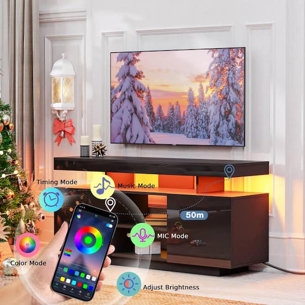 Hommpa 47.24 in. Modern Black TV Stand Fits TVs up to 55 in