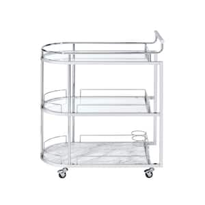 Clear Glass and Chrome Kitchen Serving Cart