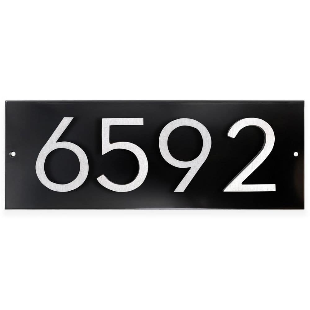 "Horizontal Floating Modern Address Plaque (4"" Numbers-4 Characters)-Black/Brushed Aluminum" price history on PriceWatchPro