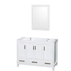 Sheffield 47 in. W x 21.5 in. D x 34.25 in. H Single Bath Vanity Cabinet without Top in White with 24" Mirror