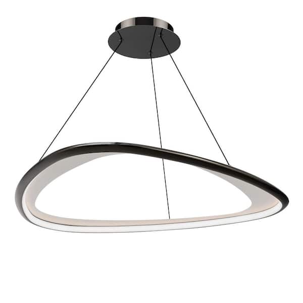 Oyster 33 in. 1-Light Black Chrome Integrated LED Pendant Light Silicone Shade Selectable 4CCT 2700K-3000K-3500K-4000K