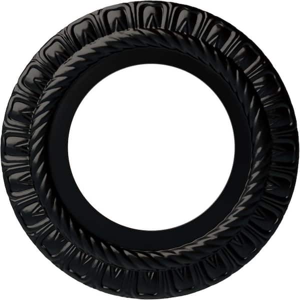 Ekena Millwork 1/2" x 10-5/8" x 10-5/8" Polyurethane Claremont Ceiling Medallion, Hand-Painted Jet Black