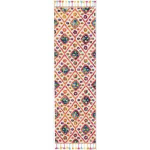 Moroccan Casbah Ivory/Pink 2 ft. x 8 ft. Moroccan Transitional Kitchen Runner Area Rug