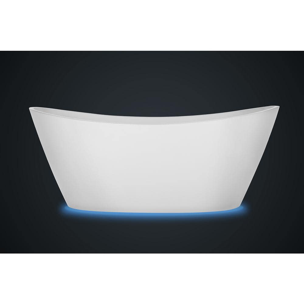White Acrylic Freestanding Bathtub with LED Lighting