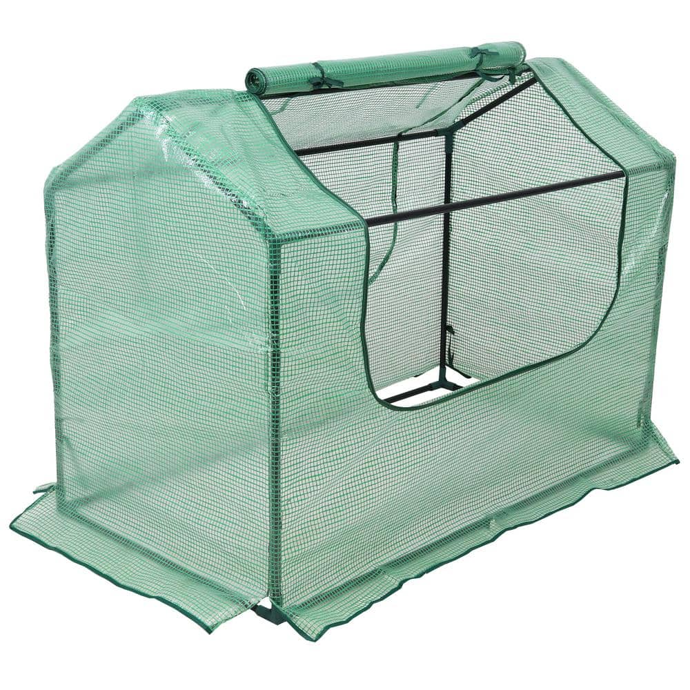Sunnydaze Green 4' x 2' Iron and PVC Mini Greenhouse