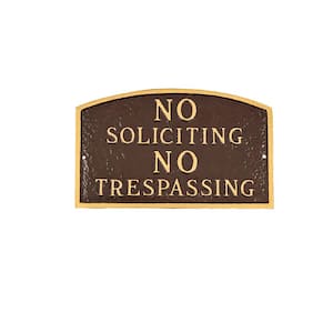 No Soliciting, No Trespassing Arch Small Statement Plaque - Oil Rubbed/Gold