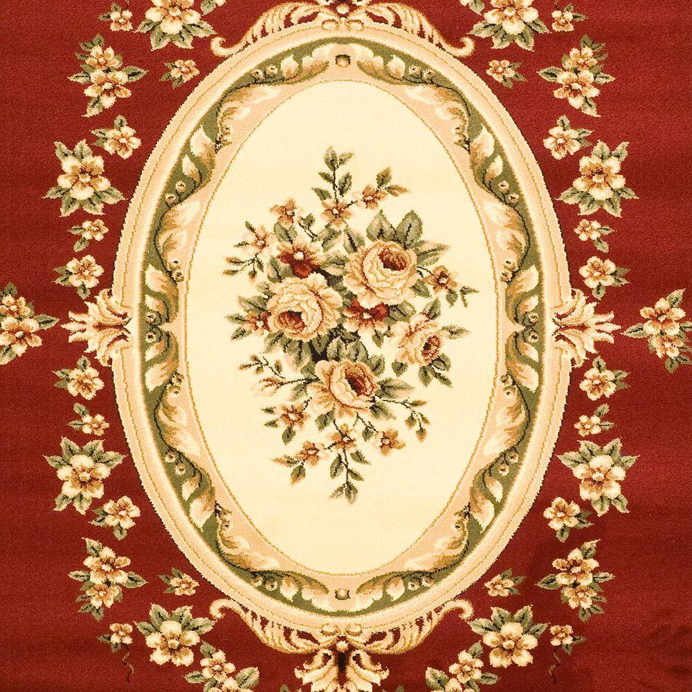Red and Ivory Synthetic Safavid Style Area Rug