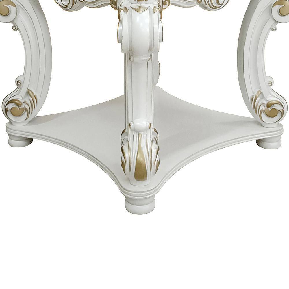 Antique Pearl Square End Table with Scrolled Legs