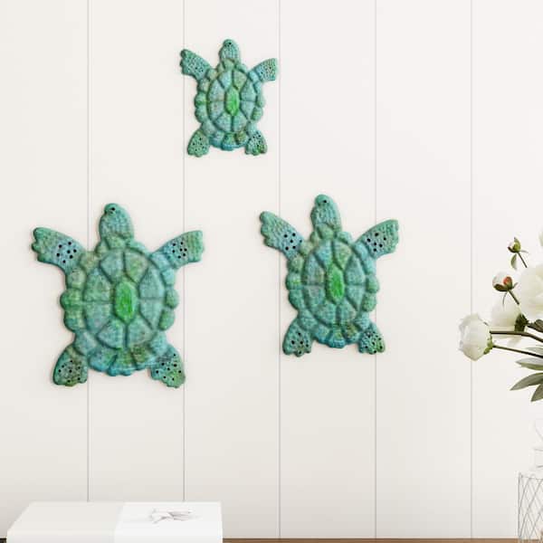 Lavish Home Sea Turtle Metal Wall Art (Set of 3)