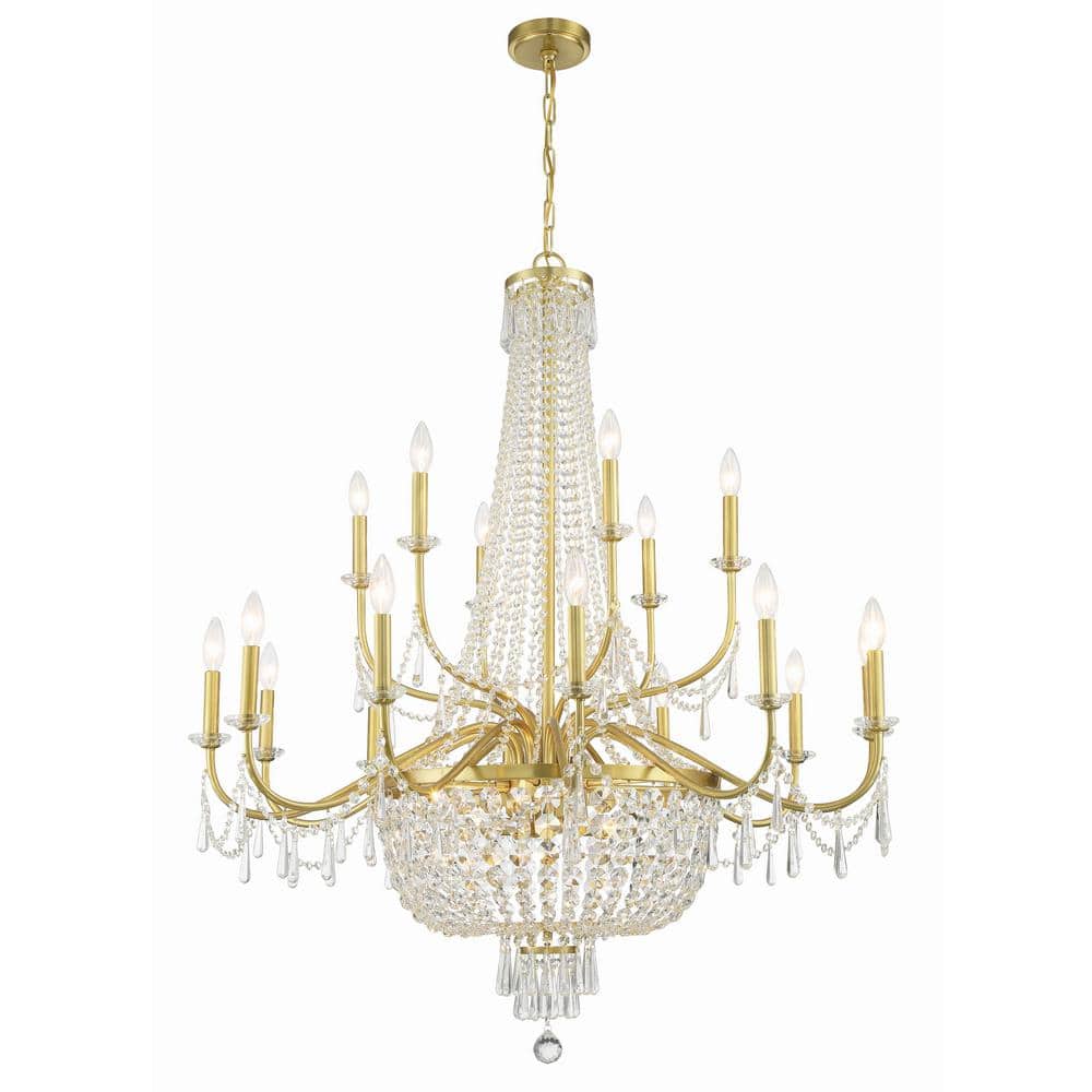 Crystorama Haywood 22-Light Aged Brass Chandelier with No
