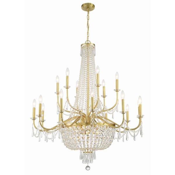 Haywood 22-Light Aged Brass Chandelier with No Bulb Included