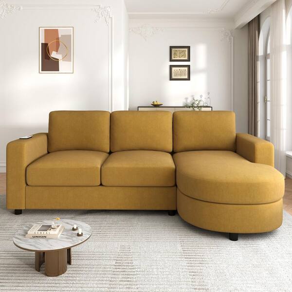 Harper & Bright Designs 84.6 in. Chenille L-Shaped Sectional Sofa