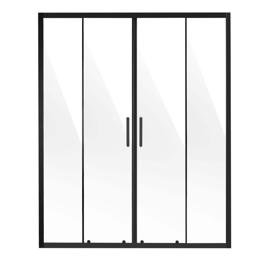 "57.8""-59""W x 70""H Semi Frameless Double Sliding Shower Door, 6mm Waterproof Tempered Glass, Matte Black Hardware" price history on PriceWatchPro
