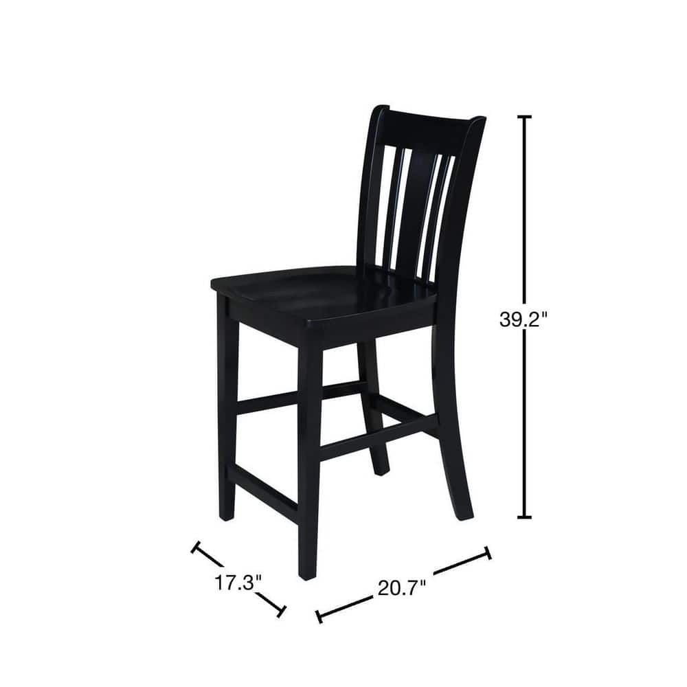 San Remo Solid Wood 24" Black Counter Height Stool