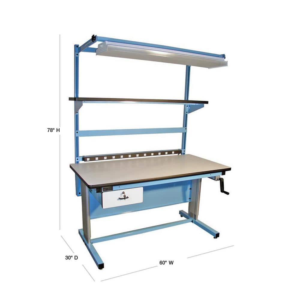 Blue 60" x 30" Ergonomic Workbench with ESD Laminate Top