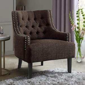 Bolingbrook Chocolate Textured Upholstery Tufted Back Accent Chair