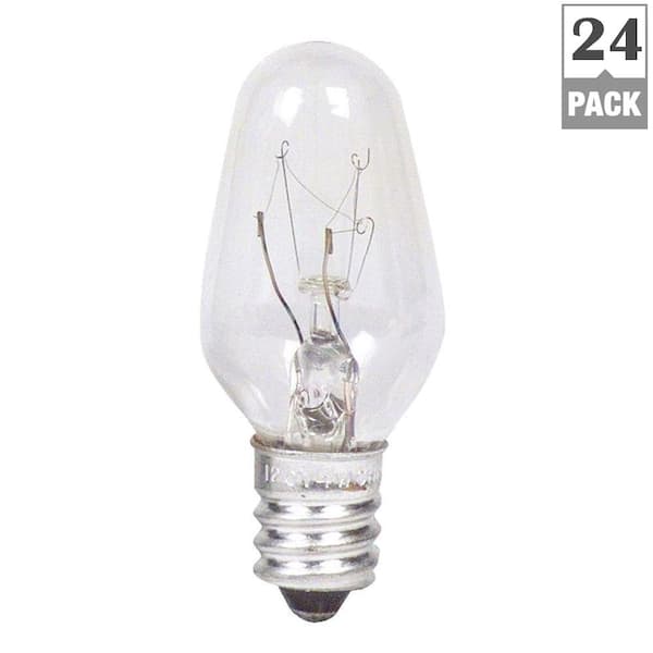 Philips 7-Watt C7 Incandescent Clear Indicator Candelabra Base Light Bulb (24-Pack)