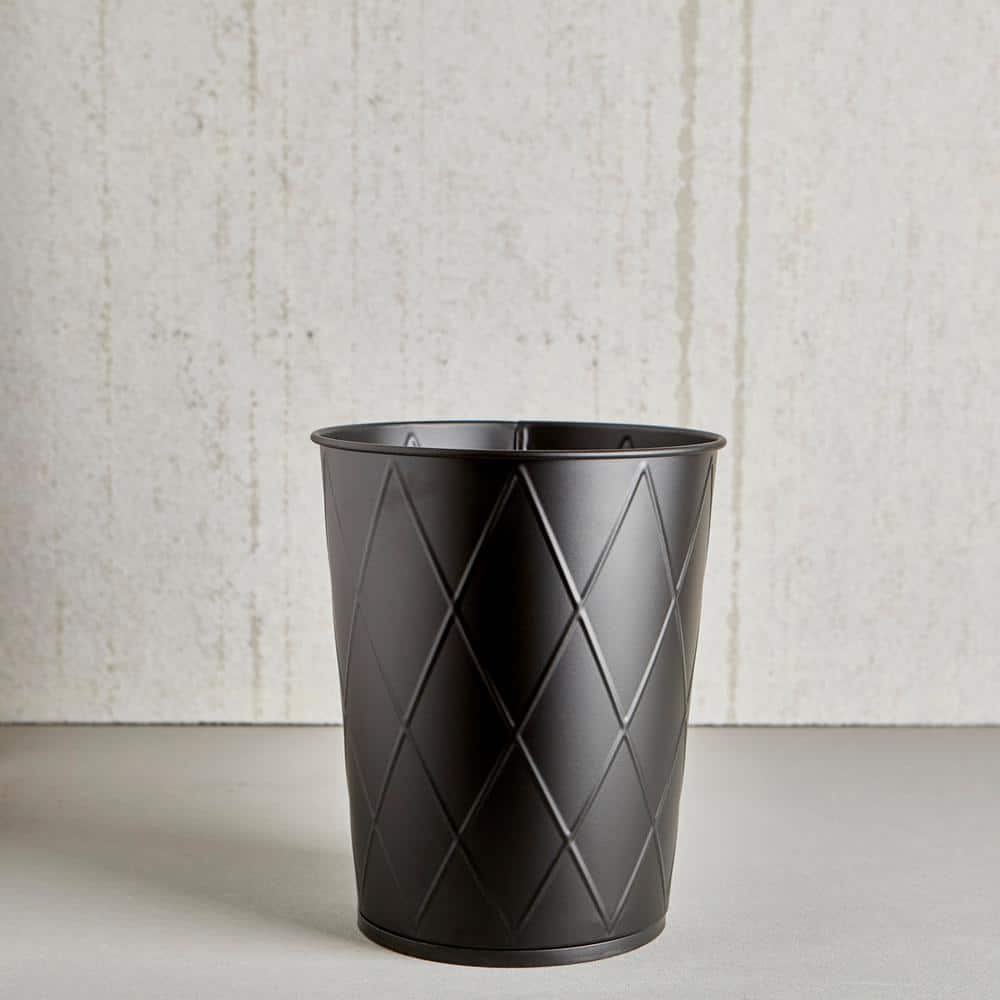 Black Textured Plastic Circular Waste Bin