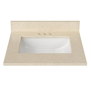 25 in. W x 22 in. D Cultured Marble Rectangular Undermount Single Basin Vanity Top in Winter Snow