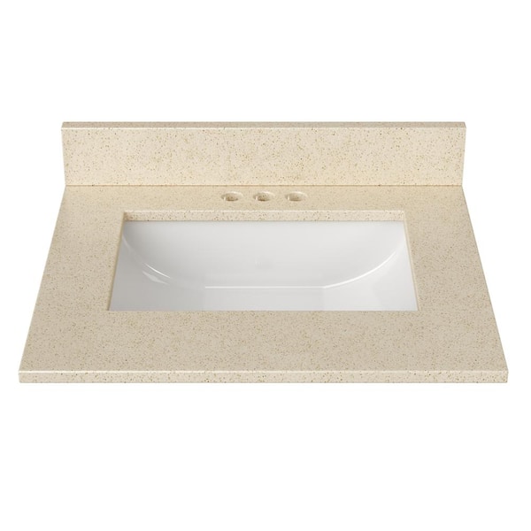 25 in. W x 22 in. D Cultured Marble Rectangular Undermount Single Basin Vanity Top in Winter Snow