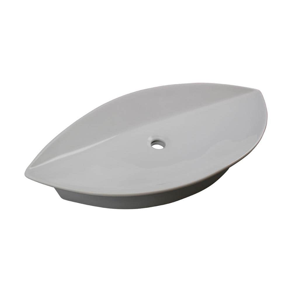 White Ceramic Oval Above-Counter Vessel Sink with Reno-Gloss Finish
