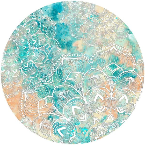 Nourison Imagination Multicolor 5 ft. x 5 ft. Graphic Contemporary Round Area Rug