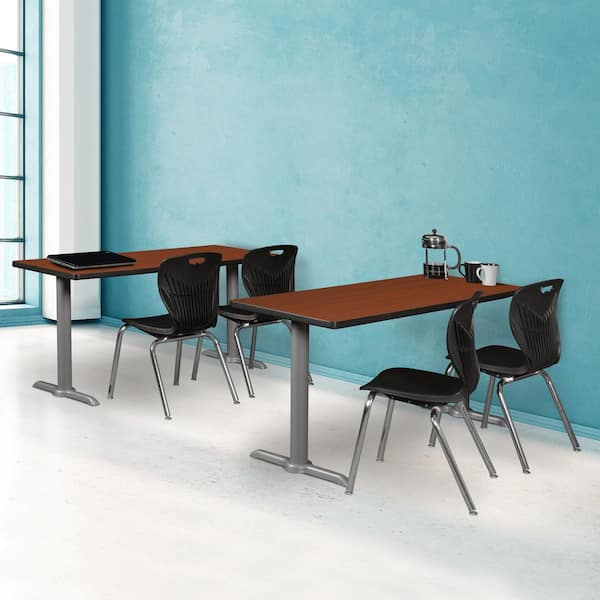 Cain 48 in. x 24 in. Cherry Training Table Desk with Grey Base