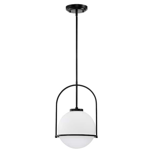 Warehouse of Tiffany Moonrise 11 in. 1-Light Indoor Matte Black Finish Pendant Light with Light Kit