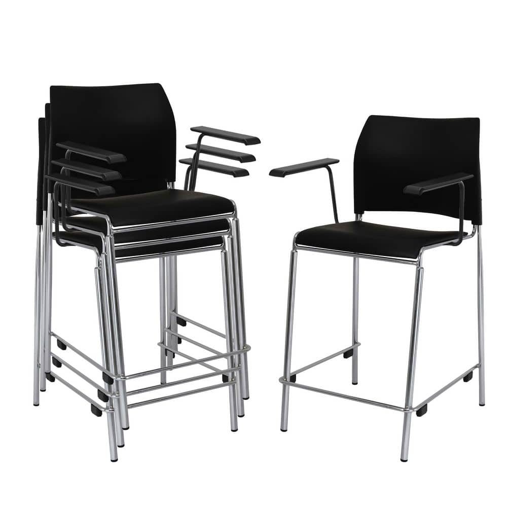 Jody 24 in. H Black Counter Stool with Vinyl Seat, Arms and Chrome Frame Set of 4 price history on PriceWatchPro