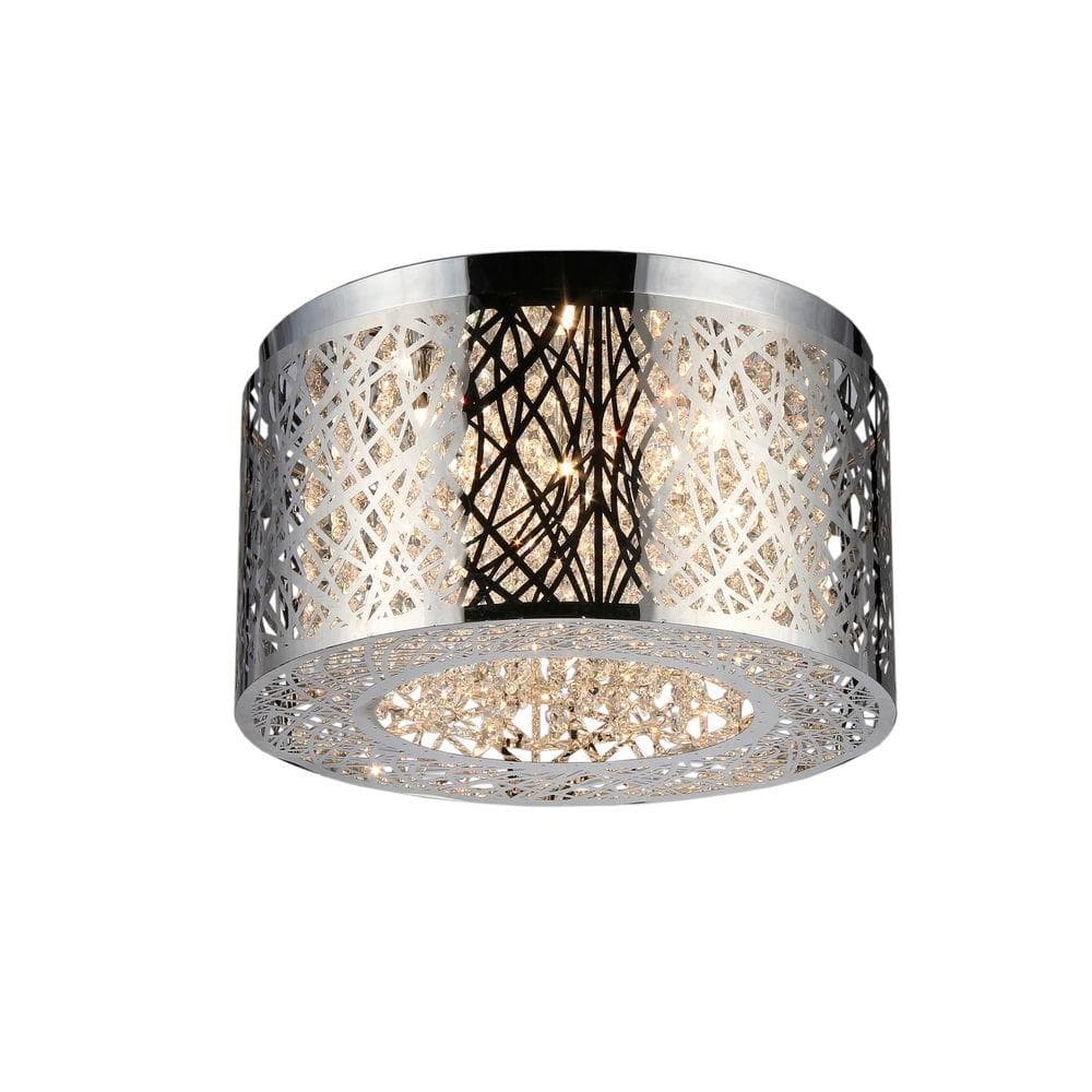 Chrome Drum Crystal 17'' Chandelier