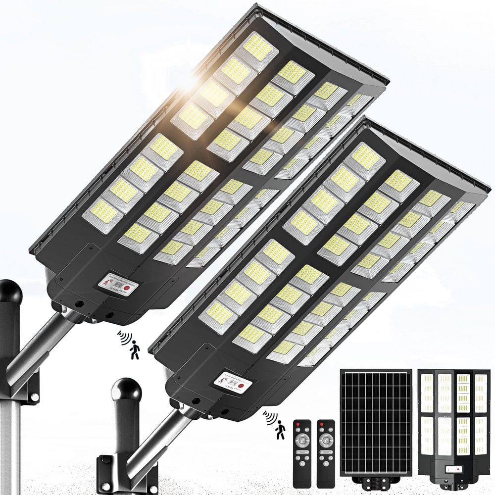 7000K 8000W 450000 Lumen LED Solar Street Work Light Outdoor Solar Motion Sensor Flood Light IP66 Waterproof 2 Pack price history on PriceWatchPro