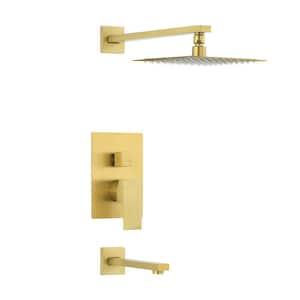 Concorde 1-Spray Pattern with 1.8 GPM 8 in. Wall Mount Fixed Shower Head with Adjustable Spout in Brushed Gold