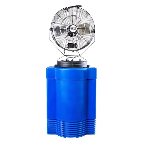 18 in. 3-Speed Portable Mid-Pressure Cooling Misting Personal Fan in Blue with 40 Gal. Water Tank