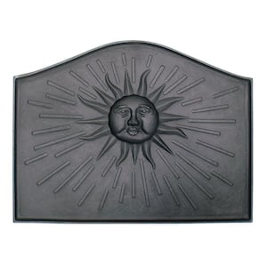 Black Sun Decorative and Protective Fireback, 24 Inch Long, Black