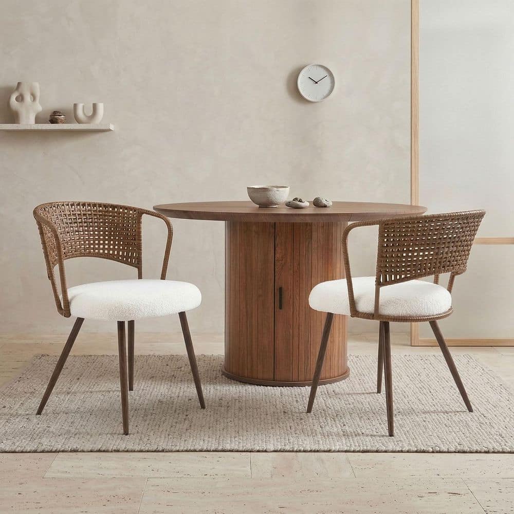 Dark Brown Fabric Cushioned Arm Chair Set of 2 with Woven Back and Metal Legs price history on PriceWatchPro
