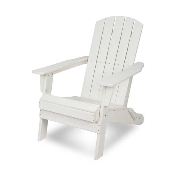 Shine Company 37 in. H Marina Weather Resistant Folding Outdoor Patio HDPE Poly Plastic Adirondack Chair White