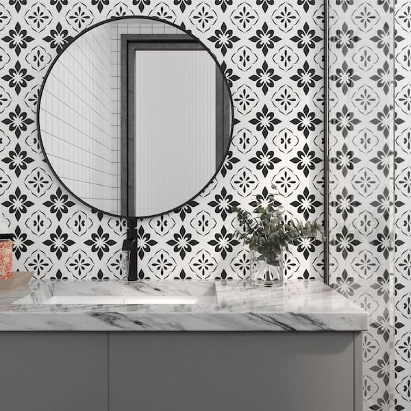12 in. x 12" x 0.06" 12Pcs Peel and Stick Vinyl Black Wall Tile Removable Decorative Wall Tile Stick on Floor/Wall Tile
