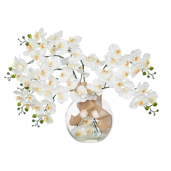 Vanity Art 20 .87 in. H Artificial Liquid Illusion Phalaenopsis Orchid Floral Arrangement in Vase