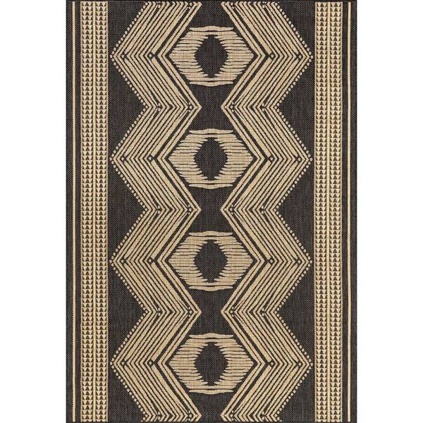 Ranya Tribal Dark Grey 10 ft. x 13 ft. Outdoor Area Rug