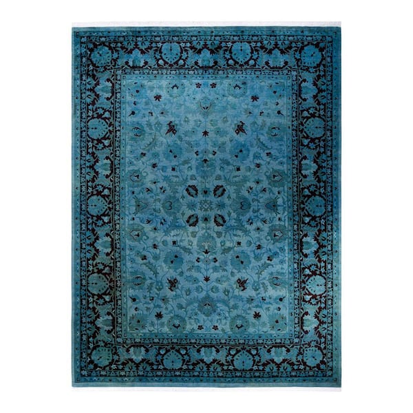 Solo Rugs One-of-a-Kind Contemporary LightBlue 9 ft. x 12 ft. Hand Knotted Overdyed Area Rug