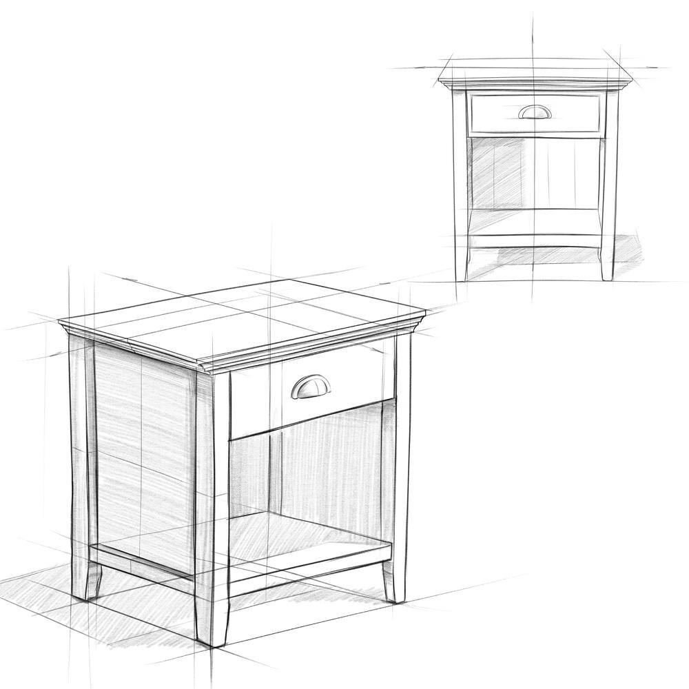 Acadian White Solid Wood 24'' Wide Nightstand with Drawer