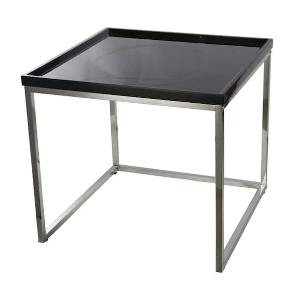 A & B Home Modern Black and Silver Square Side Table