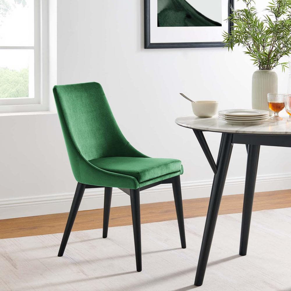 Emerald Velvet & Black Metal Frame Dining Chairs - Set of 2