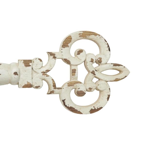 4 in. x 6 in. Decorative Antique Key and Hanging Picture Frame Wall Decor with Distressed White Finish