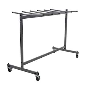 Commercial Heavy Duty 4-Wheeled Powder Coated Steel Folding Chair Trolley with Locking Wheels in Gray