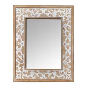28 in. W x 33.9 in. H Rectangle Carved Wood Framed Wall Mirror