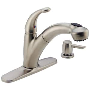 Cicero Single-Handle Pull-Out Sprayer Kitchen Faucet With Soap Dispenser In Stainless