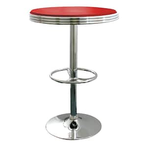 36 in. Red Adjustable Swivel Metal Pub / Bar Table