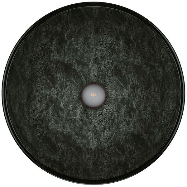 VIGO Giovanni Onyx Gray Glass 17 in. L x 17 in. W x 6 in. H Round